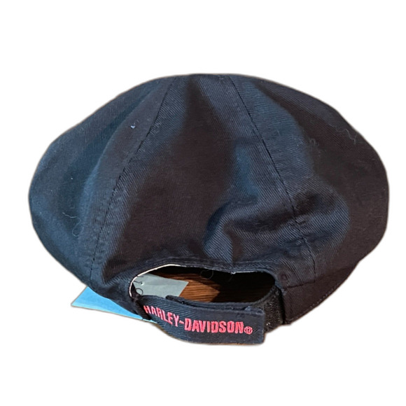 Harley Davidson Black HD Hat Baseball Cap Women's Roses Embroidered StrapBack - Picture 7 of 14